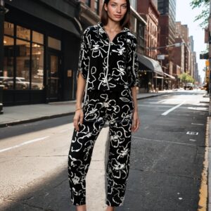 BLACK FLORAL LONG PAJAMAS