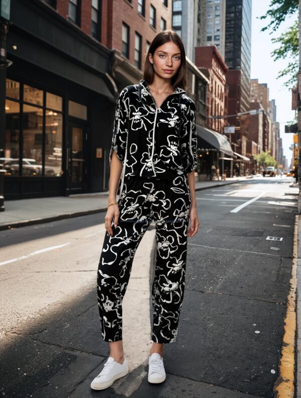 BLACK FLORAL LONG PAJAMAS