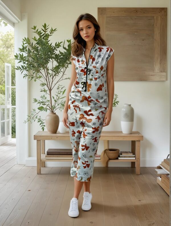 FRANCINE RIBBON MOTIF WHITE LONG PAJAMAS - Image 3
